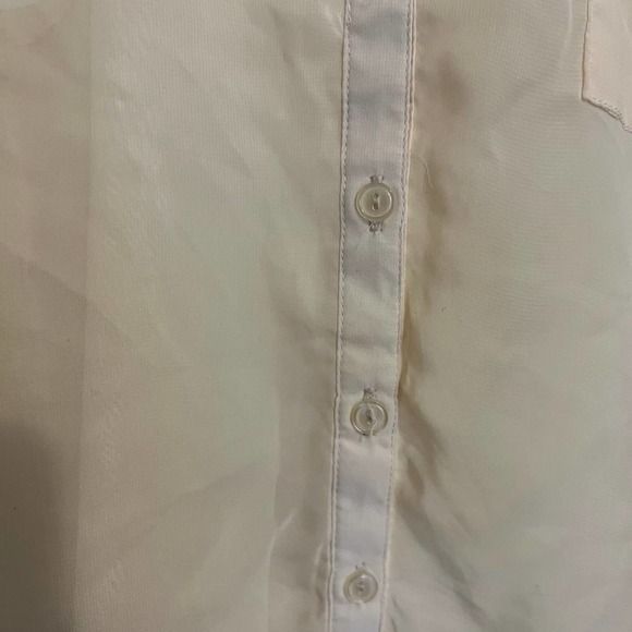 Kirra ivory short sleeve blouse open checkered pattern S - Picture 5 of 7
